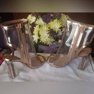 Rose gold clear booties